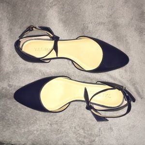 Talbots Dark Blue Leather Ballerina Ankle Strap 6